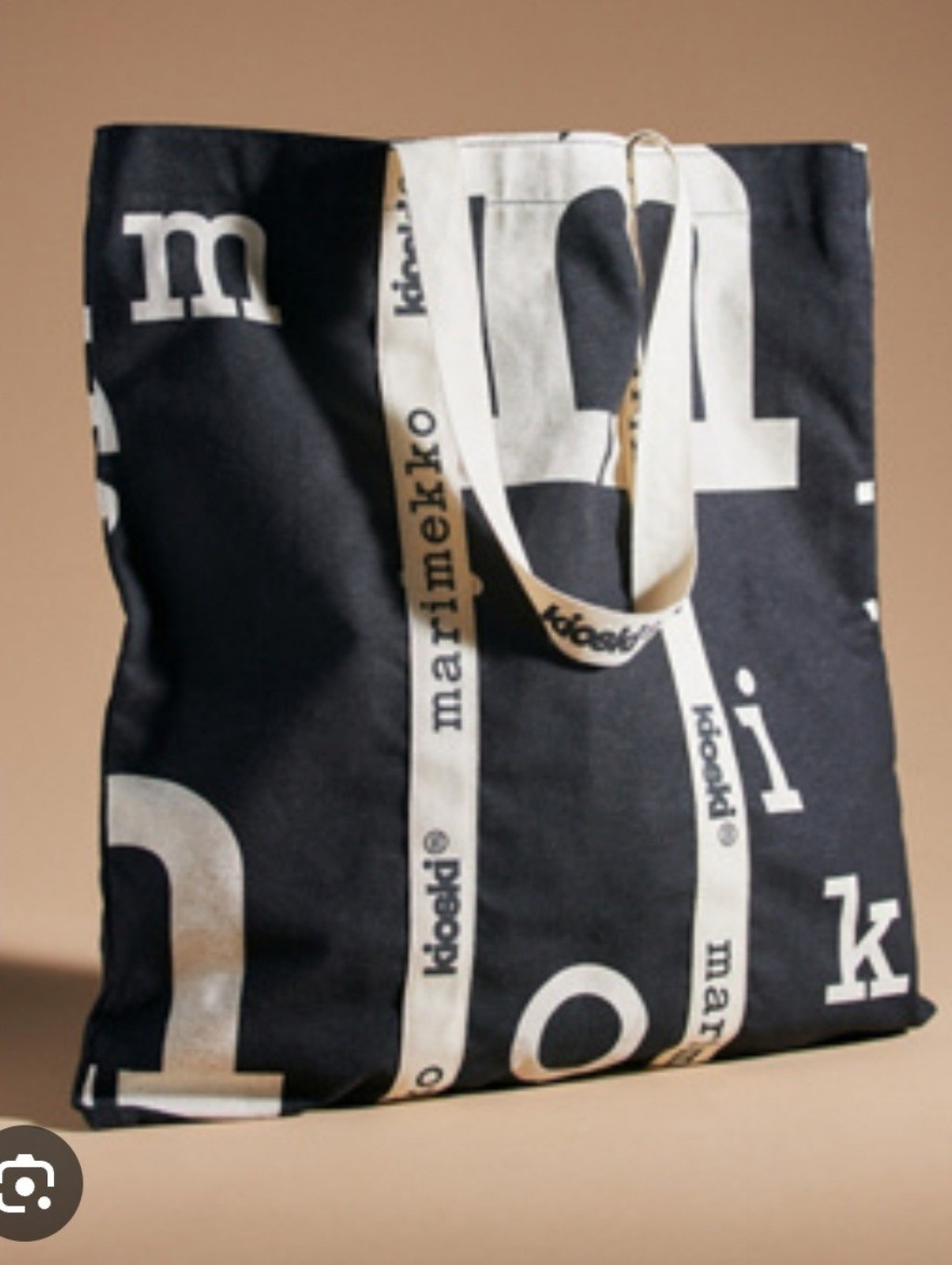 Marimekko Black & White Logo Tote Bag Full Size Nwot